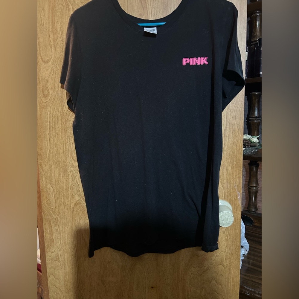 PINK Victoria's Secret Black T-Shirt with Pink Logo